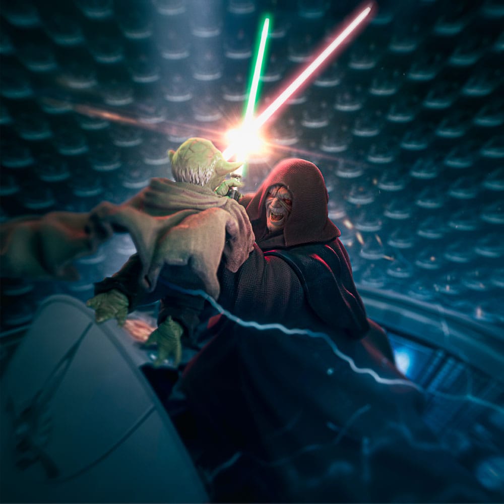 Statua Star Wars Deluxe Art Scale 1/10 Yoda contro l'Imperatore Palpatine (esclusiva CCXP 2024) 31 cm